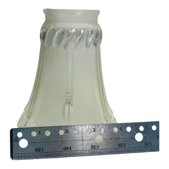 Vintage Clear Frosted Replacement Thick Glass Lamp Shade Bell Etched Ceiling Fan - Picture 12 of 13